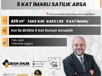5 KAT + KOT İMARLI 425 M2 SATILIK ARSA ATAKUM B.OYUMCA   
