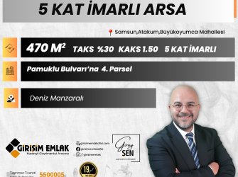 PAMUKLU BULVARINA 4.PARSEL 5 KAT İMARLI ARSA