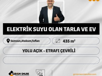 ELEKTİRİK VE SUYU ÇEKİLİ ÜZERİNDE EV OLAN TARLA