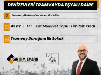 TRAMVAY DURAĞINDA EŞYALI 1+1 SATILIK DAİRE