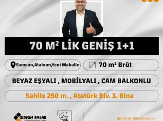 SAHİLE YAKIN 70 M2 LİK GENİŞ MOBİLYALI 1+1 DAİRE