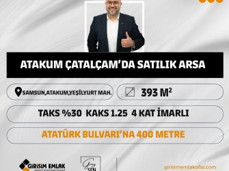 ÇATALÇAMDA ANAYOLA YAKIN 4 KAT 393 M2 ARSA