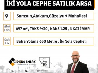 ÇATALÇAMDA İKİ YOLA CEPHE 4 KAT İMARLI ARSA