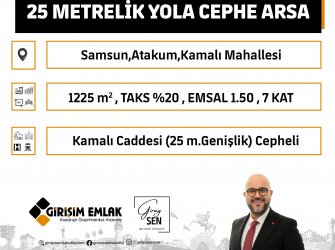 KAMALIDA 25 METRELİK YOLA CEPHE 7 KAT İMARLI ARSA